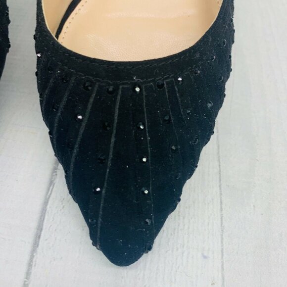 Michael By Michael Shannon SINDY Black Beaded Pointed Toe Slip On Flat Shoe Sz 7 - Picture 4 of 9